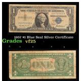 1957 $1 Blue Seal Silver Certificate Grades vf+