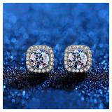 1 Carat Moissanite Diamond Stud Earrings For Women