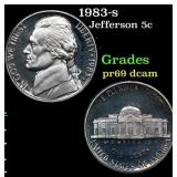 1983-s Proof Jefferson Nickel 5c Grades GEM++ Proo