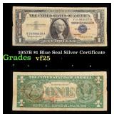 1957B $1 Blue Seal Silver Certificate Grades vf+