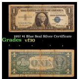 1957 $1 Blue Seal Silver Certificate Grades vf++