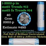 BU Shotgun Jefferson 5c roll, 2002-p 40 pcs Bank $