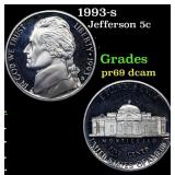 1993-s Proof Jefferson Nickel 5c Grades GEM++ Proo