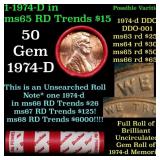 BU Shotgun Lincoln 1c roll, 1974-d 50 pcs Dunbar W