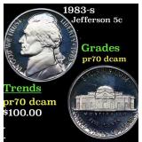 1983-s Proof Jefferson Nickel 5c Graded pr70 dcam
