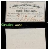1861 Confederate States Four Dollars Note Grades C