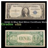 1935G $1 Blue Seal Silver Certificate Grades vf+ M