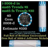 BU Shotgun Jefferson 5c roll, 2008-d 40 pcs Bank $