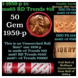 BU Shotgun Lincoln 1c roll, 1959-p 50 pcs Dunbar W