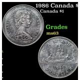 1986 Canada $1 Canada Dollar 1 Grades Select Unc
