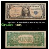 1957B $1 Blue Seal Silver Certificate Grades vf++