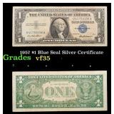 1957 $1 Blue Seal Silver Certificate Grades vf++