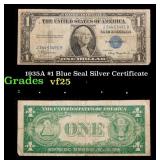 1935A $1 Blue Seal Silver Certificate Grades vf+