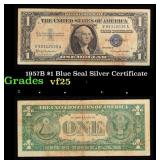 1957B $1 Blue Seal Silver Certificate Grades vf+