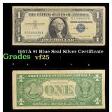 1957A $1 Blue Seal Silver Certificate Grades vf+