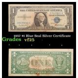 1957 $1 Blue Seal Silver Certificate Grades vf+