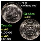 1971-p Kennedy Half Dollar 50c Grades GEM+ Unc