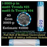 BU Shotgun Jefferson 5c roll, 2005-p Ocean 40 pcs