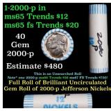 BU Shotgun Jefferson 5c roll, 2000-p 40 pcs Bank $