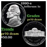 1990-s Proof Jefferson Nickel 5c Grades GEM++ Proo