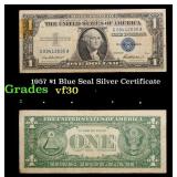 1957 $1 Blue Seal Silver Certificate Grades vf++