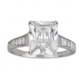 Decadence Sterling SIlver Rhodium Emerald Cut Ring