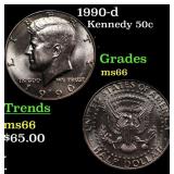 1990-d Kennedy Half Dollar 50c Grades GEM+ Unc