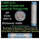 BU Shotgun Jefferson 5c roll, 2003-p 40 pcs Bank $