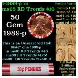 BU Shotgun Lincoln 1c roll, 1989-p 50 pcs Bank Wra