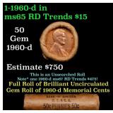 BU Shotgun Lincoln 1c roll, 1960-d 50 pcs Bank Wra