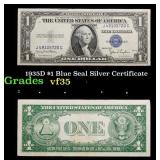 1935D $1 Blue Seal Silver Certificate Grades vf++
