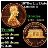 1970-s Lg Date Proof Lincoln Cent 1c Grades GEM++