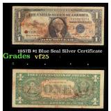 1957B $1 Blue Seal Silver Certificate Grades vf+