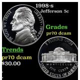 1998-s Proof Jefferson Nickel 5c Grades GEM++ Proo