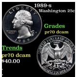1989-s Proof Washington Quarter 25c Grades GEM++ P