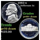 1982-s Proof Jefferson Nickel 5c Grades GEM++ Proo
