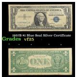 1957B $1 Blue Seal Silver Certificate Grades vf+