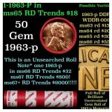 BU Shotgun Lincoln 1c roll, 1963-p 50 pcs Dunbar W