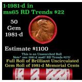 BU Shotgun Lincoln 1c roll, 1981-d 50 pcs Dunbar W