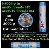 BU Shotgun Jefferson 5c roll, 2002-p 40 pcs Bank $