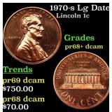 1970-s Lg Date Proof Lincoln Cent 1c Grades GEM++