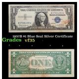 1957B $1 Blue Seal Silver Certificate Grades vf++