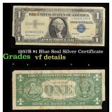 1957B $1 Blue Seal Silver Certificate Grades vf de