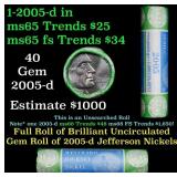 BU Shotgun Jefferson 5c roll, 2005-d 40 pcs Bank $