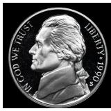 1990-s Proof Jefferson Nickel 5c Grades GEM++ Proo