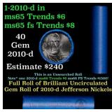 BU Shotgun Jefferson 5c roll, 2010-d 40 pcs Bank $