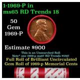 BU Shotgun Lincoln 1c roll, 1969-p 50 pcs Dunbar W