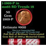 BU Shotgun Lincoln 1c roll, 1969-p 50 pcs Dunbar W