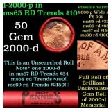 BU Shotgun Lincoln 1c roll, 2000-p 50 pcs Bank Wra