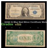 1935G $1 Blue Seal Silver Certificate Grades vf+ M